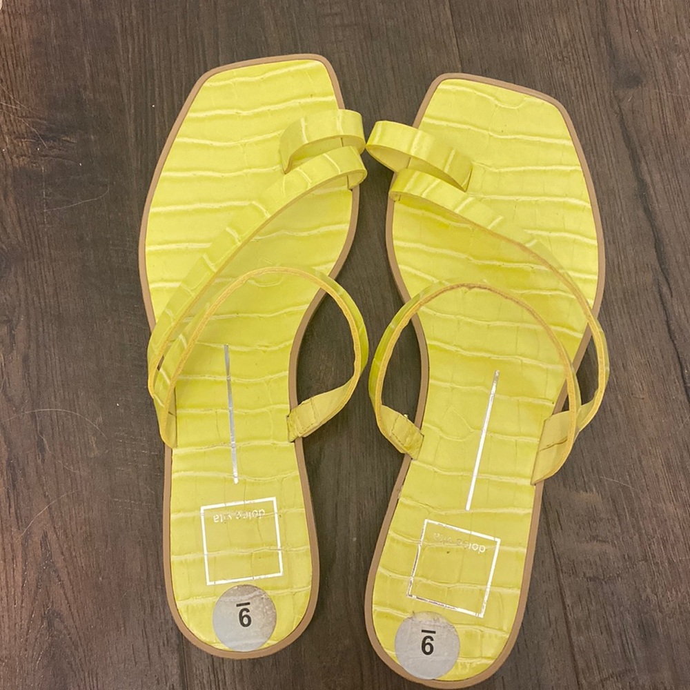 Lime yellow square toe Dolce Vita sandals